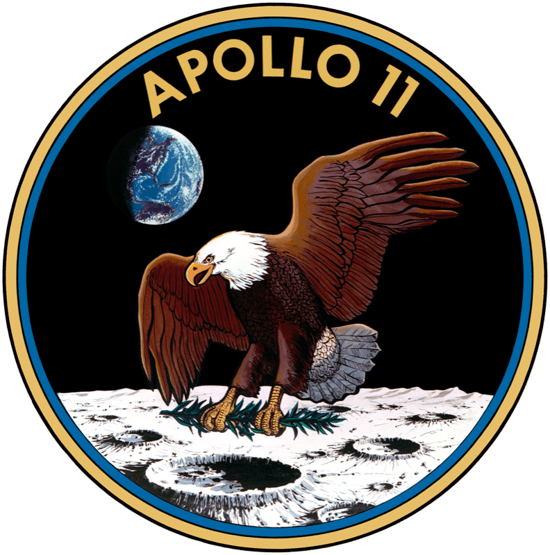 Apollo 11 mission insignia; it deliberately carries no crew names