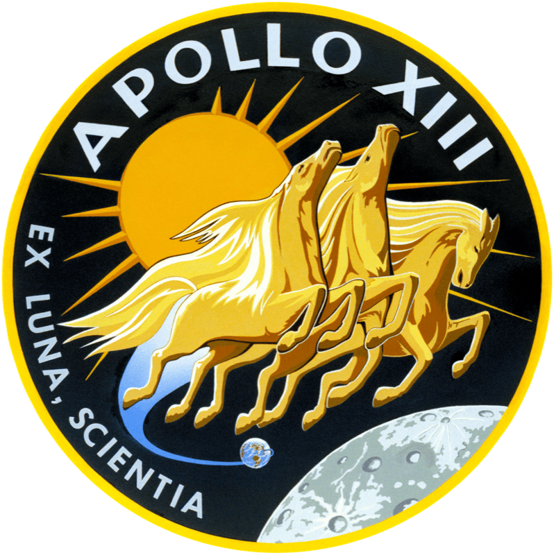 Apollo 13 mission insignia, with the motto Ex Luna, Scientia