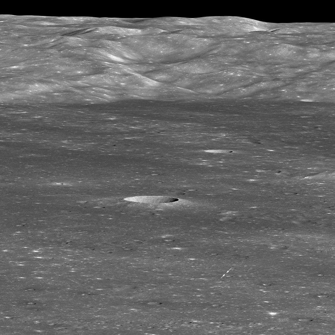 LRO's first look: Chang'e 4 on the floor of Von Kármán crater, imaged Jan 30, 2019 from 330 km away
