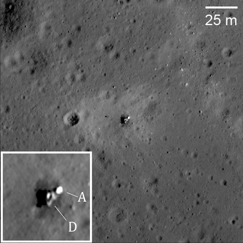 Luna 23, lying on its side in Mare Crisium since November 1974, its deep drill never used
