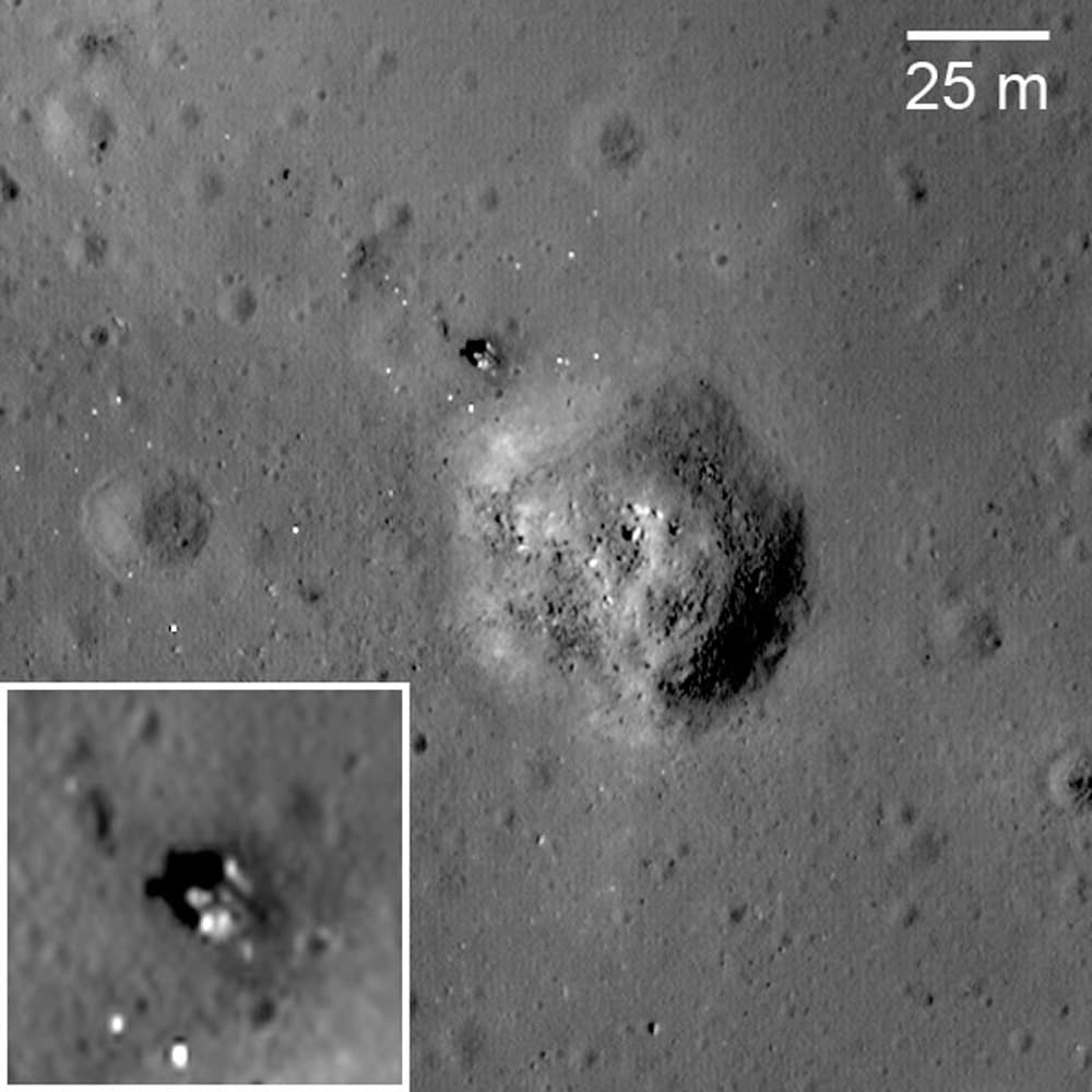 Luna 24 on the rim of the 64 m crater that quietly rewrote its sample science