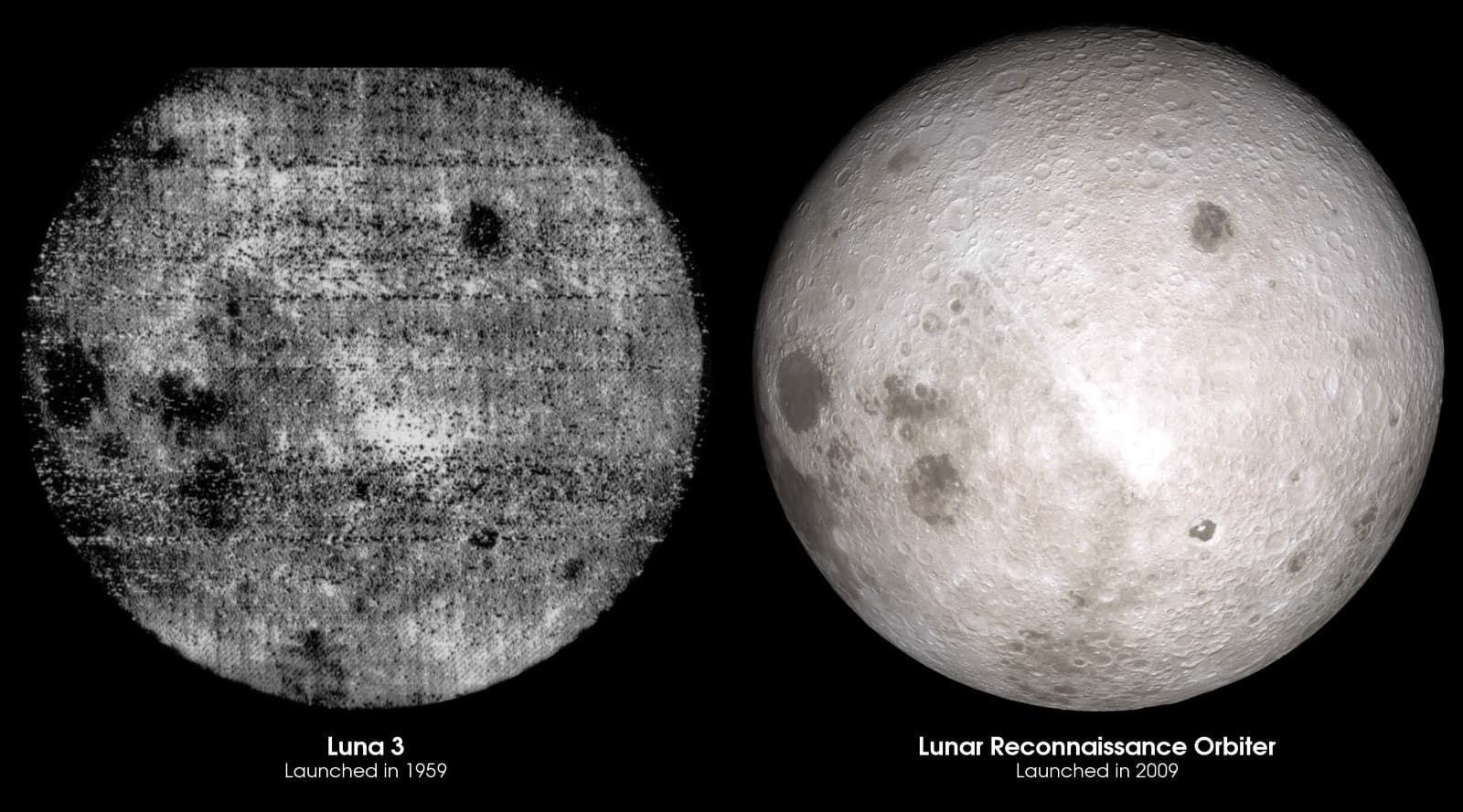 What Luna 3 saw in 1959 versus the same view rebuilt from LRO data