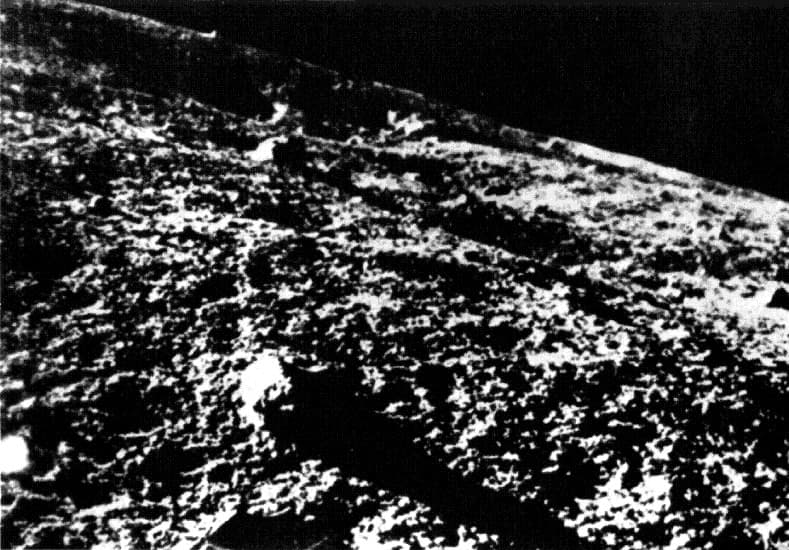 The first photograph from the surface of another world, Oceanus Procellarum, February 1966