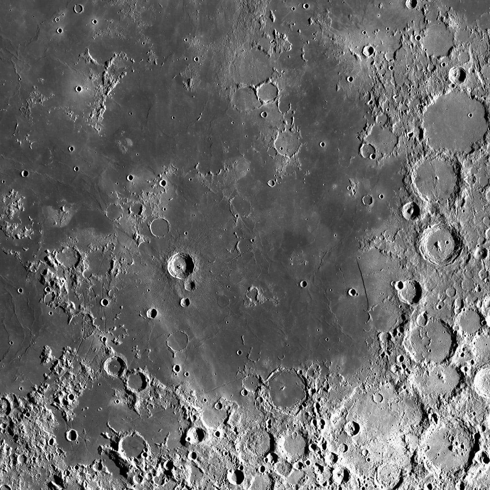 Mare Nubium, the announced crash region of Luna 5, in a Lunar Reconnaissance Orbiter mosaic